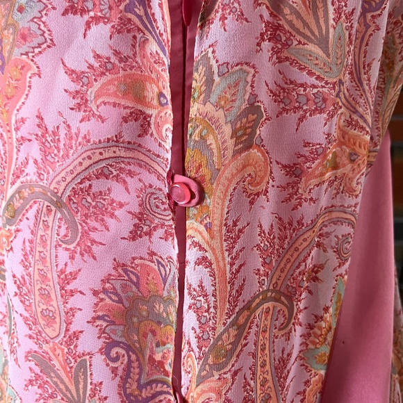 Pink Multicoloured Silk Top with Beaded Tie Belt - Picture 4 of 5